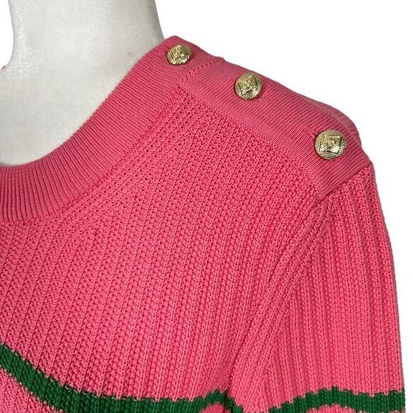 Gant NWT Medium Pink Green Striped Rib Knit Long Sleeve Pullover Sweater Women’s - Picture 4 of 14